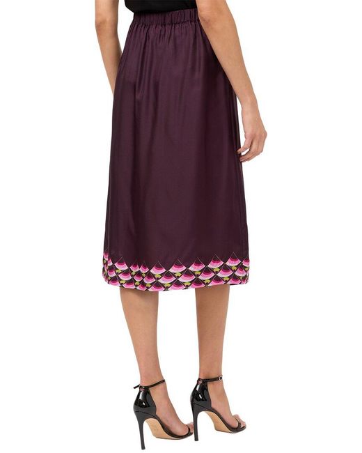Johnny Was Red Tilli Faux Wrap Silk-Blend Midi Skirt