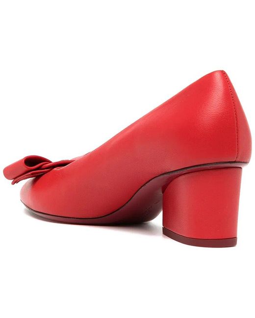 Ferragamo Red Viva Bow Leather Pump