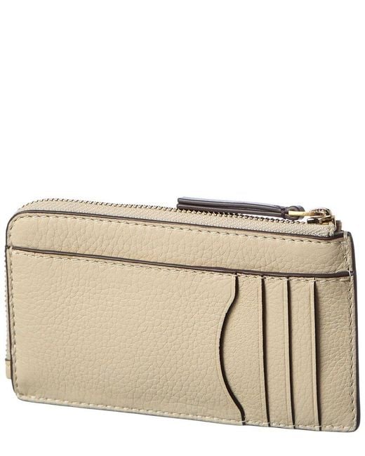 Tory Burch Natural Felix Leather Zip Card Case