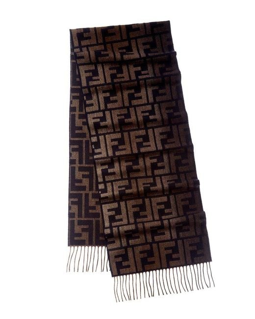 Fendi Purple Ff Logo Wool & Cashmere-Blend Scarf for men