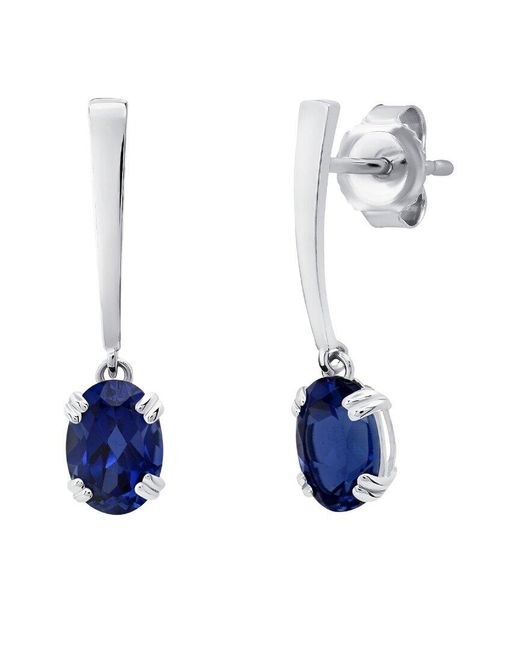 MAX + STONE Max + Stone 14k 1.80 Ct. Tw. Created Blue Sapphire Dangle Earrings