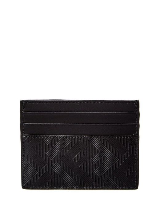Fendi Black Shadow Diagonal Leather Card Holder for men