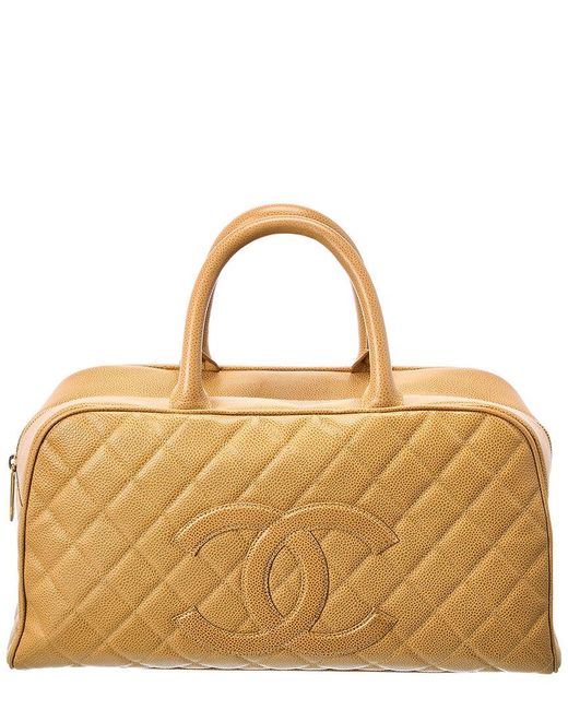 Chanel Metallic Quilted Caviar Leather Medium Cc Bowler Bag (Authentic Pre-Owned)