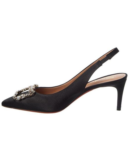 Santoni Black Satin Slingback Pump