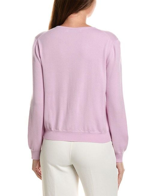 Oscar de la Renta Purple Wool Cardigan