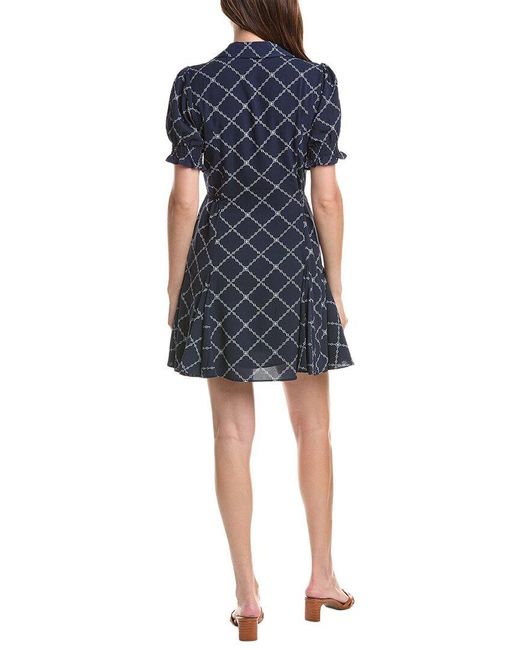 Cece Blue Smocked Cuff Puff Sleeve Mini Dress