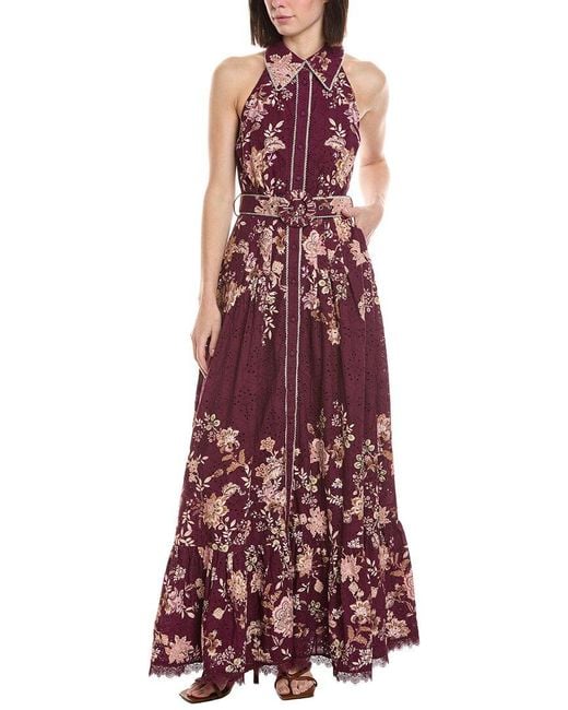 Hemant & Nandita Red Eyelet Maxi Shirtdress