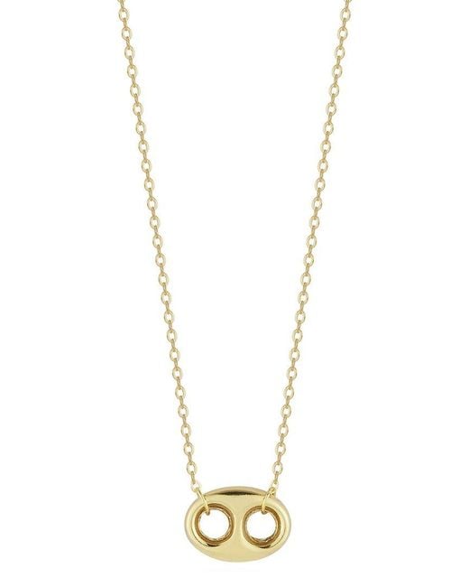 Italian Gold Metallic 14K Puffed Mariner Link Necklace