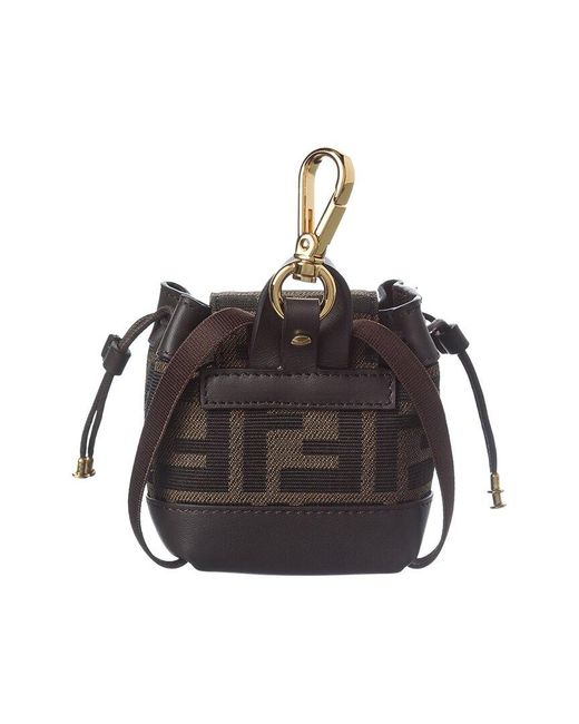 Fendi Black Nano Ff Jacquard & Leather Backpack Charm