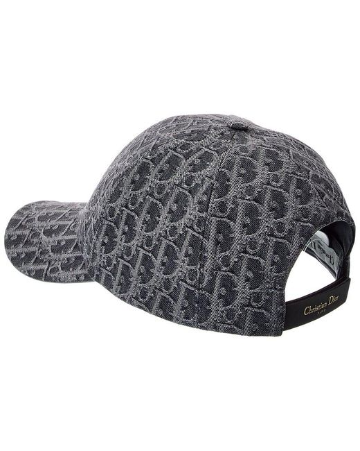 Dior D-Player Denim Oblique Leather-Trim Cap in Gray | Lyst