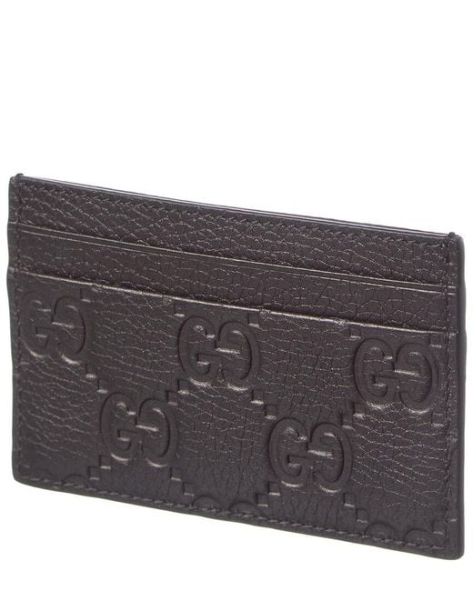 Gucci Gray Imprint Leather Card Case for men