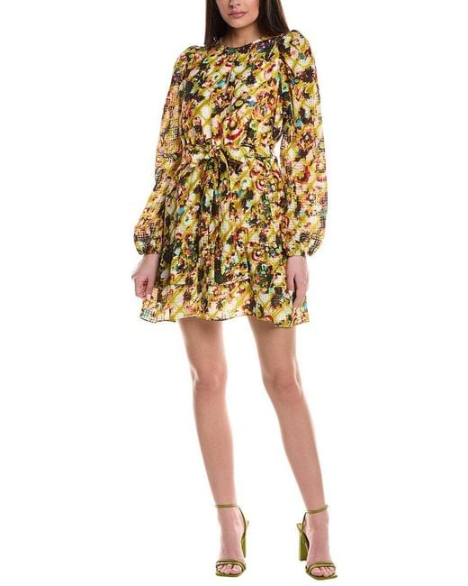 Marie Oliver Yellow Preston Linen-Blend Mini Dress