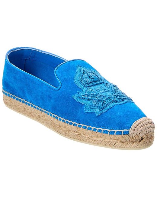 Christian Louboutin Blue Suede & Raffia Esapadrille