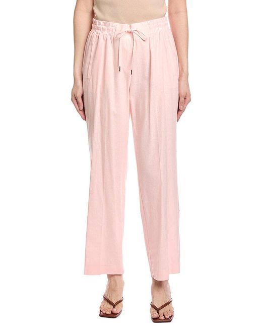Jones New York Pink Drawstring Linen-Blend Pant