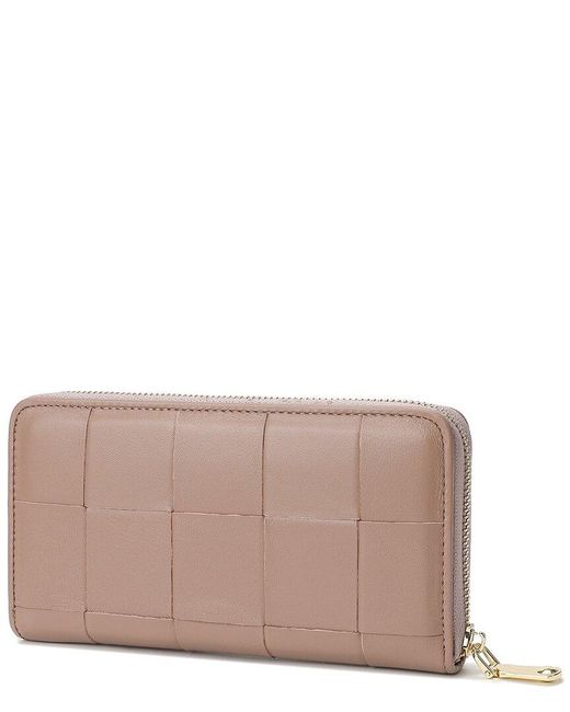 Tiffany & Fred Paris Brown Top-Grain Woven Leather Wallet