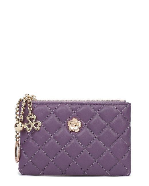 Tiffany & Fred Paris Purple Quilted Leather Wallet