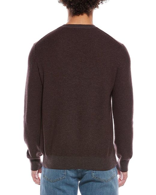 Vince Brown Geo Jacquard Wool & Cashmere Crewneck Sweatshirt for men