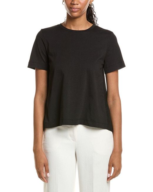 Kenneth Cole Black High-Low Pleated Back T-Shirt