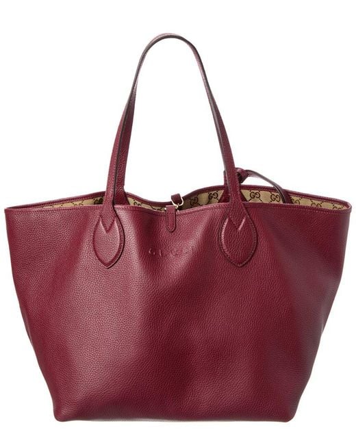 Gucci Red Totissima Large Reversible Leather & Gg Canvas Tote