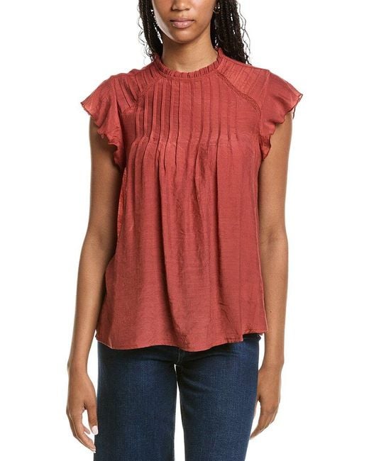 Nanette Lepore Red Ruffle Sleeve Blouse