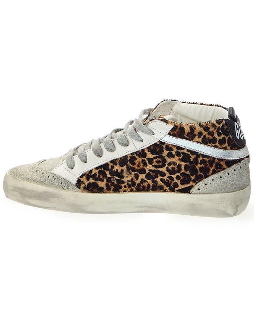 Golden Goose Deluxe Brand White Mid Star Classic Leopard Horsy Leather & Suede Sneaker