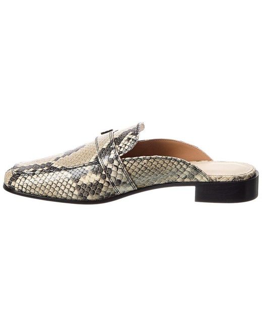 Ferragamo White Mavira Snake-Embossed Leather Mule