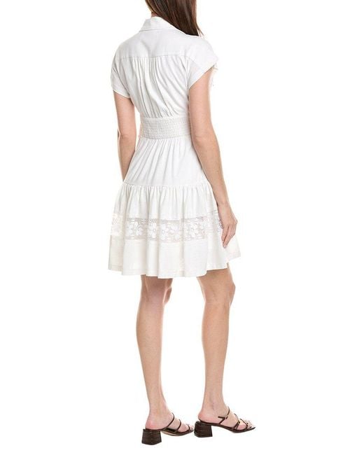 Taylor White Linen-Blend Mini Dress