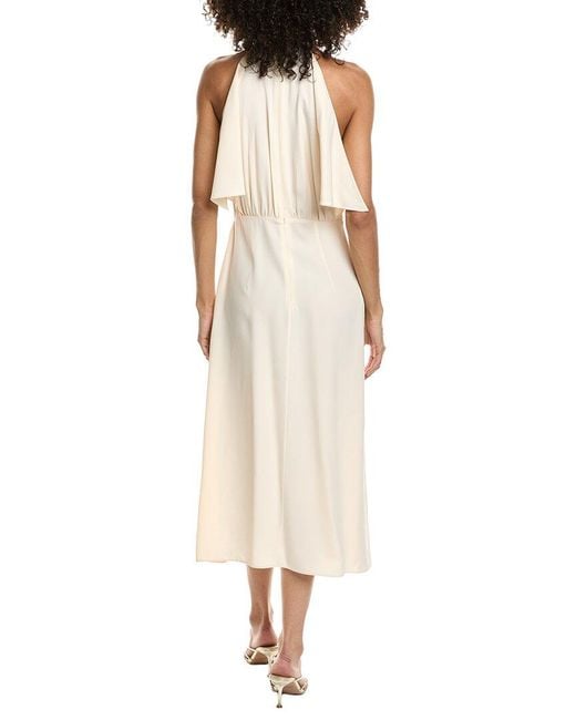 Prada Natural Halter Neck Draped Satin Midi Dress