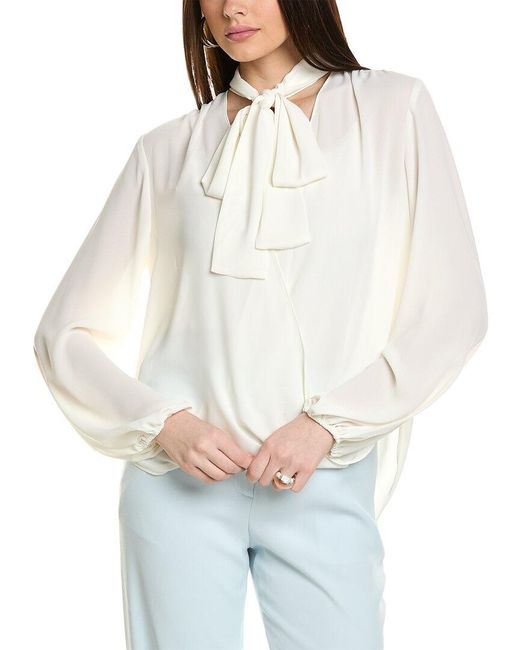 BCBGMAXAZRIA White Woven Blouse