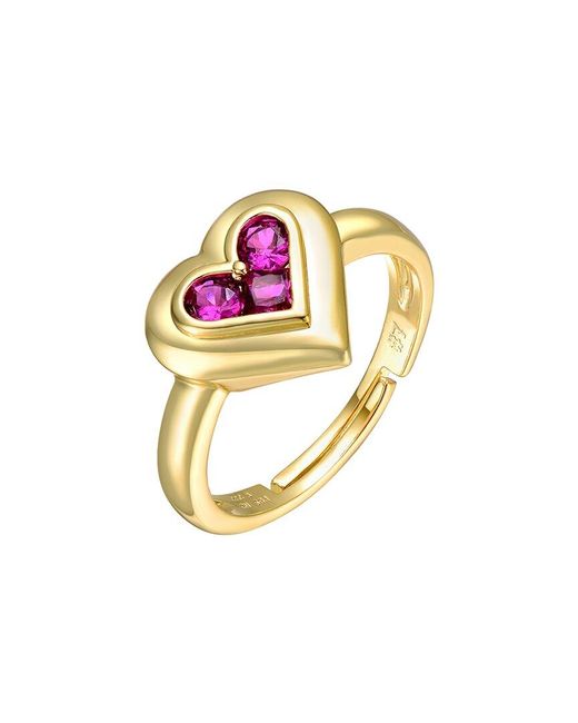 Rachel Glauber Metallic 14k Plated Cz Heart Ring