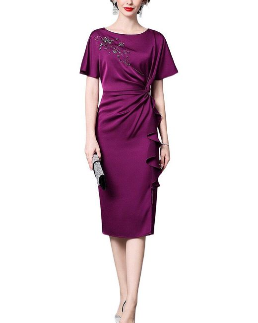 Lanelle Purple Embellished Midi Dress