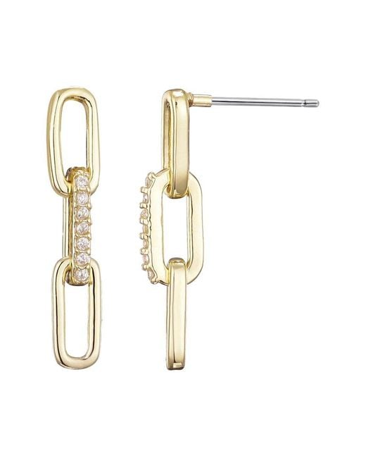 Adornia White 14K Plated Cz Mini Paperclip Drop Earrings