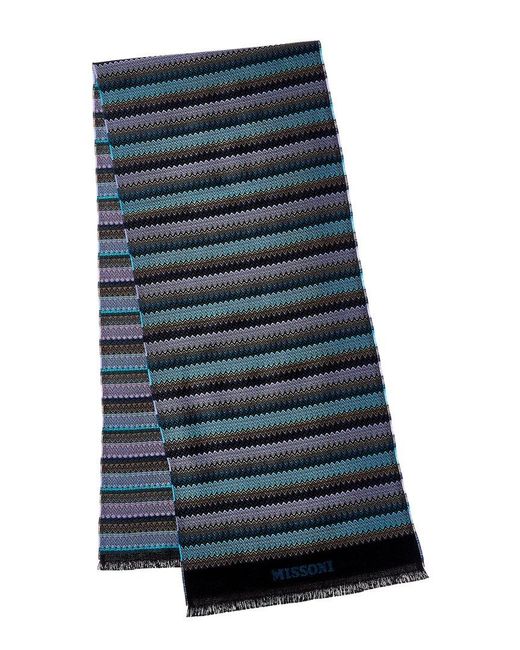 Missoni Blue Wool-Blend Scarf