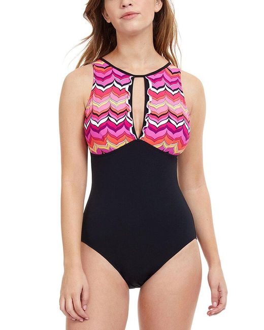 Gottex Black Palm Springs High Neck Cut Out One-piece