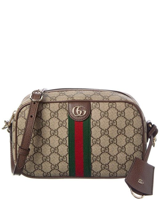 Gucci Brown Ophidia Small Gg Supreme Canvas & Leather Camera Bag