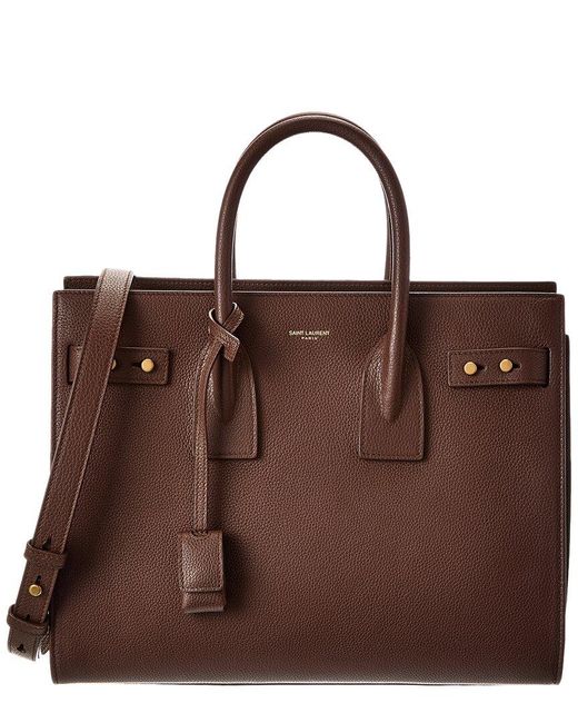 Saint Laurent Brown Sac De Jour Leather Tote