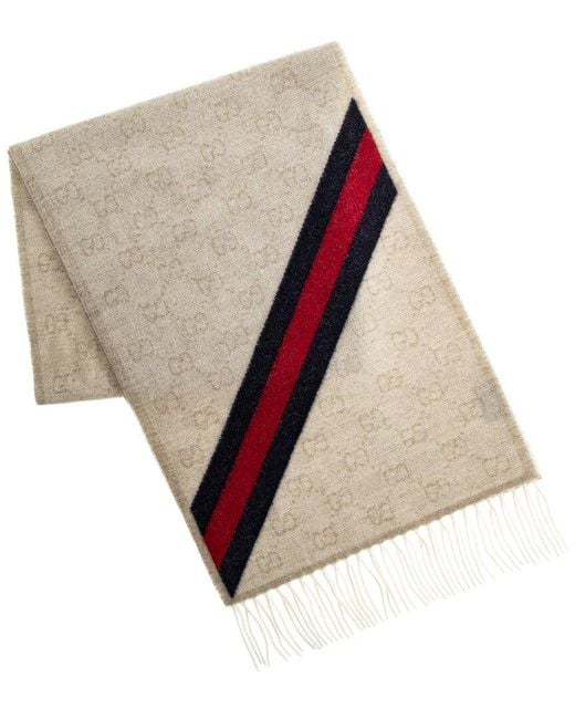 Gucci Natural GG Web Nikky Wool Scarf