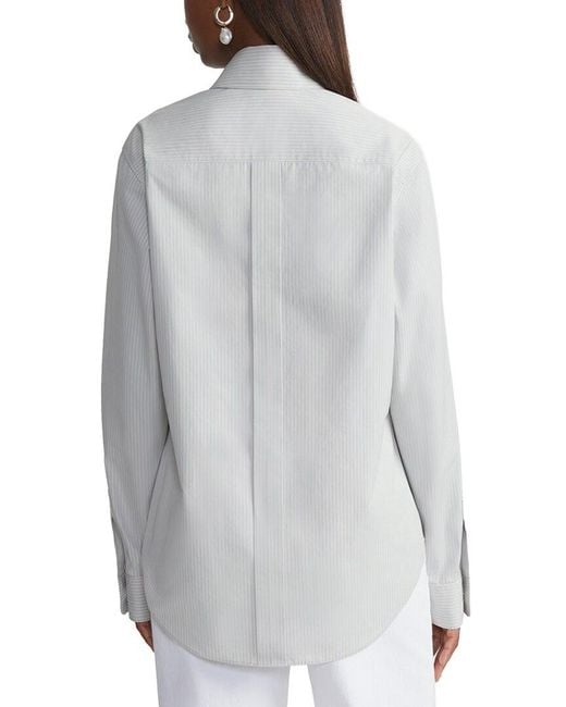 Lafayette 148 New York Gray High Collar Pocket Shirt