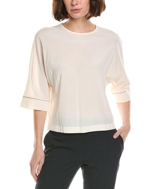 Peserico White Silk-Blend Blouse