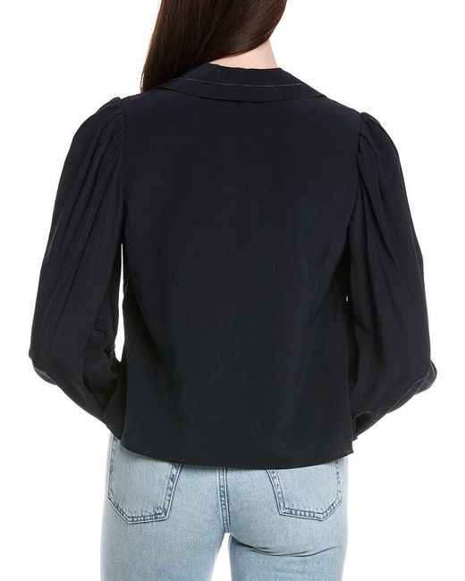 FRAME Black The Sailor Silk Blouse