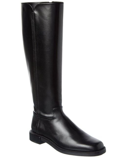 Stuart Weitzman Black Leather Knee-High Riding Boot