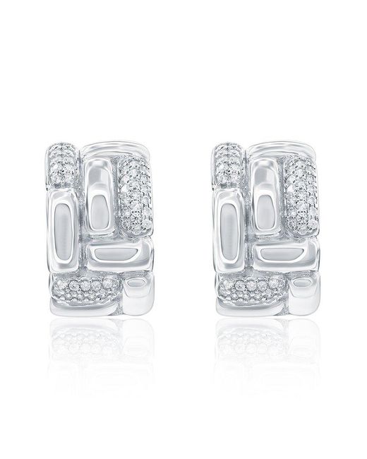 Suzy Levian CZ Jewelry White Suzy Levian Cz Huggie Earrings