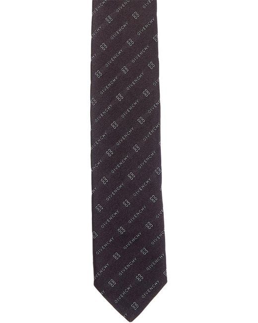 Givenchy Blue Diagonal Logo Silk Tie for men
