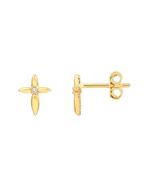 HAWLEY ST Metallic 14K 0.02 Ct. Tw. Diamond Religious Earrings
