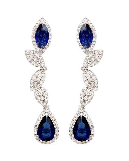 Suzy Levian Blue Silver Cz Earrings