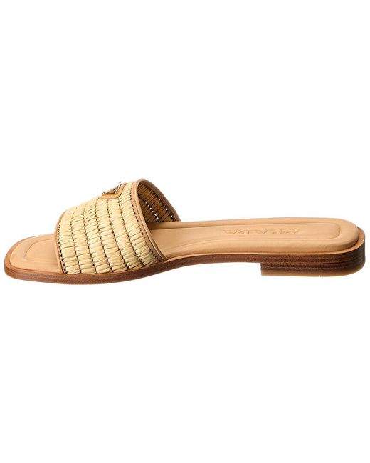 Prada Natural Straw & Leather Sandal