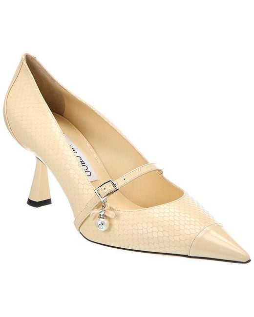 Jimmy Choo Natural Aren 65 Snake-Embossed Leather Slingback Pump