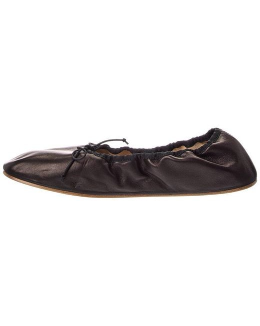 The Row Brown Bow Leather Flat