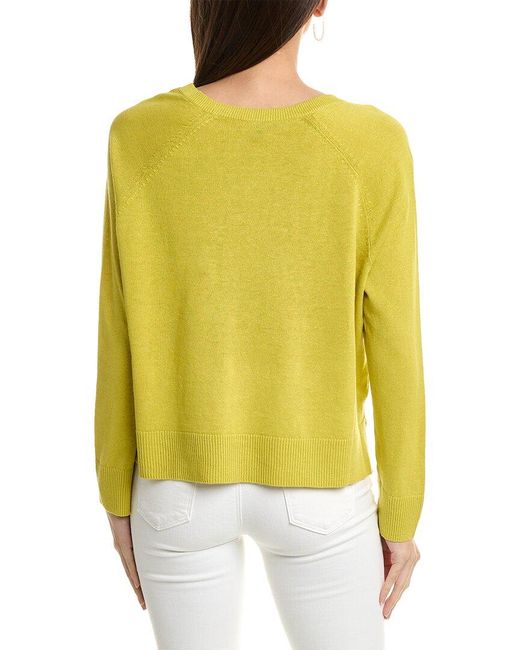 Eileen Fisher Yellow Raglan Sleeve Linen-blend Pullover
