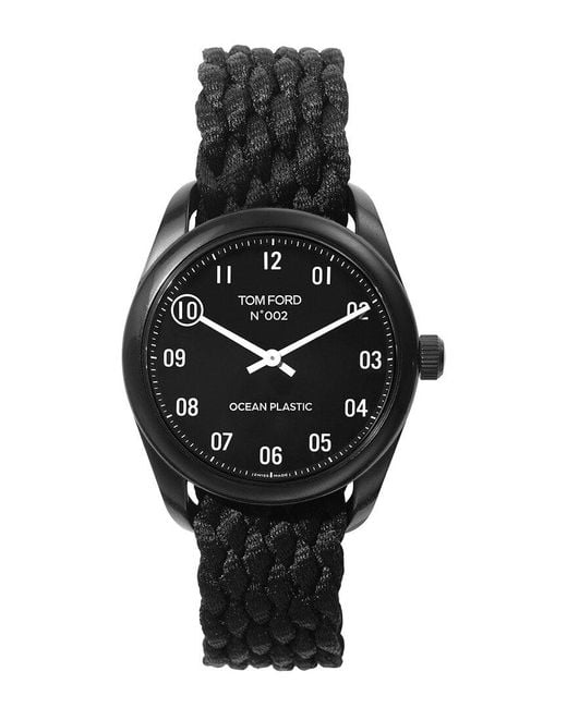 Tom Ford Black Unisex 002 Ocean Plastic Watch for men